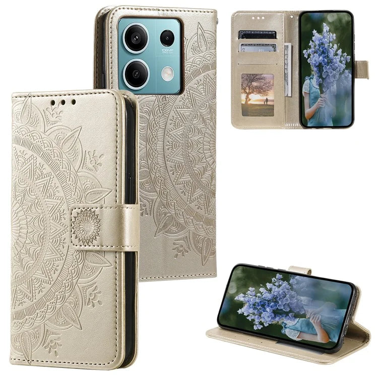 For Xiaomi Redmi Note 13 5G Leather Case Mandala Flower Cover Magnetic Clasp