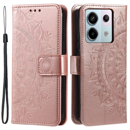 For Xiaomi Redmi Note 13 Pro 5G / Poco X6 5G Case Mandala Flower Leather Wallet Cover Gold
