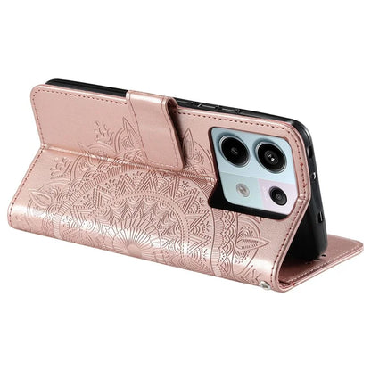 For Xiaomi Redmi Note 13 Pro 5G / Poco X6 5G Case Mandala Flower Leather Wallet Cover Gold