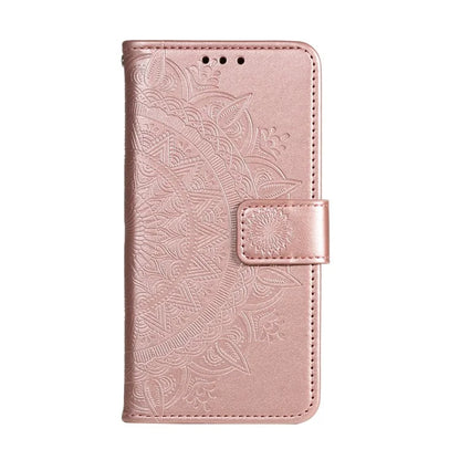 For Xiaomi Redmi Note 13 4G PU Leather Phone Case Imprinted Mandala Flower Stand Wallet Cover