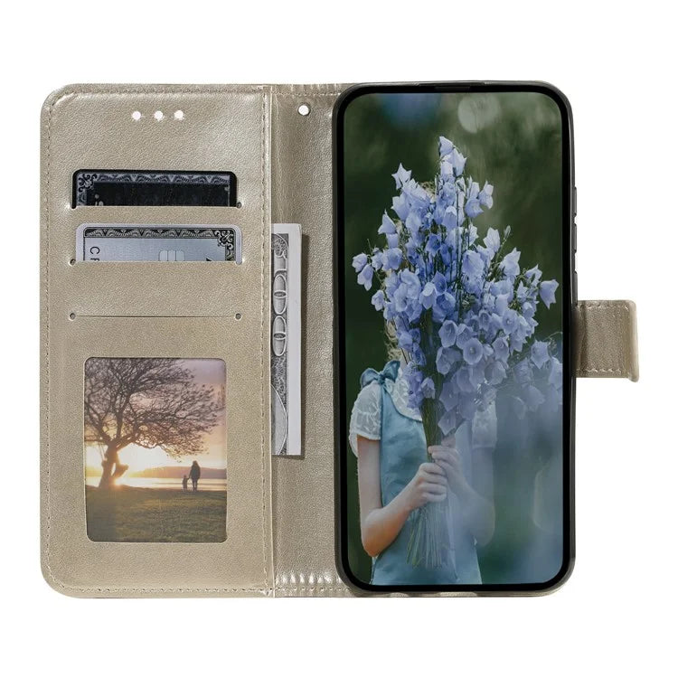 For Xiaomi Redmi Note 13 4G PU Leather Phone Case Imprinted Mandala Flower Stand Wallet Cover