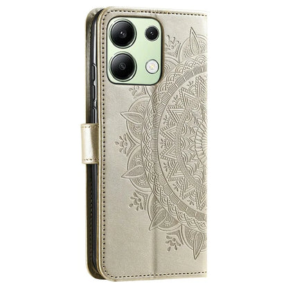 For Xiaomi Redmi Note 13 4G PU Leather Phone Case Imprinted Mandala Flower Stand Wallet Cover