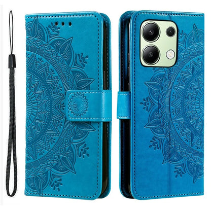For Xiaomi Redmi Note 13 4G PU Leather Phone Case Imprinted Mandala Flower Stand Wallet Cover