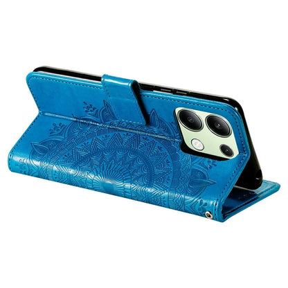 For Xiaomi Redmi Note 13 4G PU Leather Phone Case Imprinted Mandala Flower Stand Wallet Cover