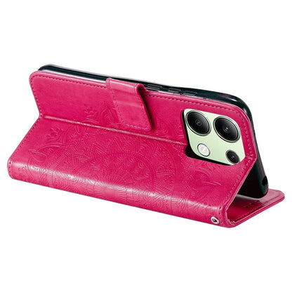For Xiaomi Redmi Note 13 4G PU Leather Phone Case Imprinted Mandala Flower Stand Wallet Cover