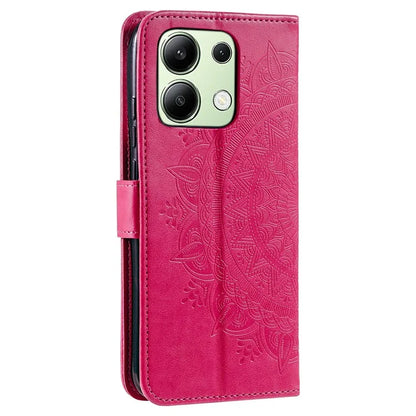 For Xiaomi Redmi Note 13 4G PU Leather Phone Case Imprinted Mandala Flower Stand Wallet Cover