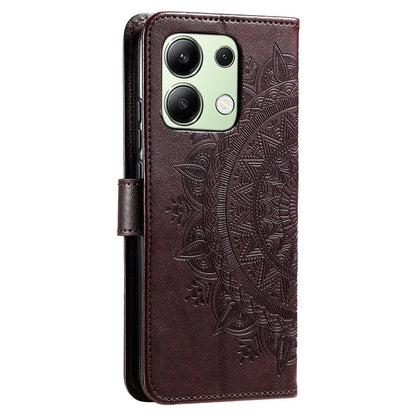 For Xiaomi Redmi Note 13 4G PU Leather Phone Case Imprinted Mandala Flower Stand Wallet Cover