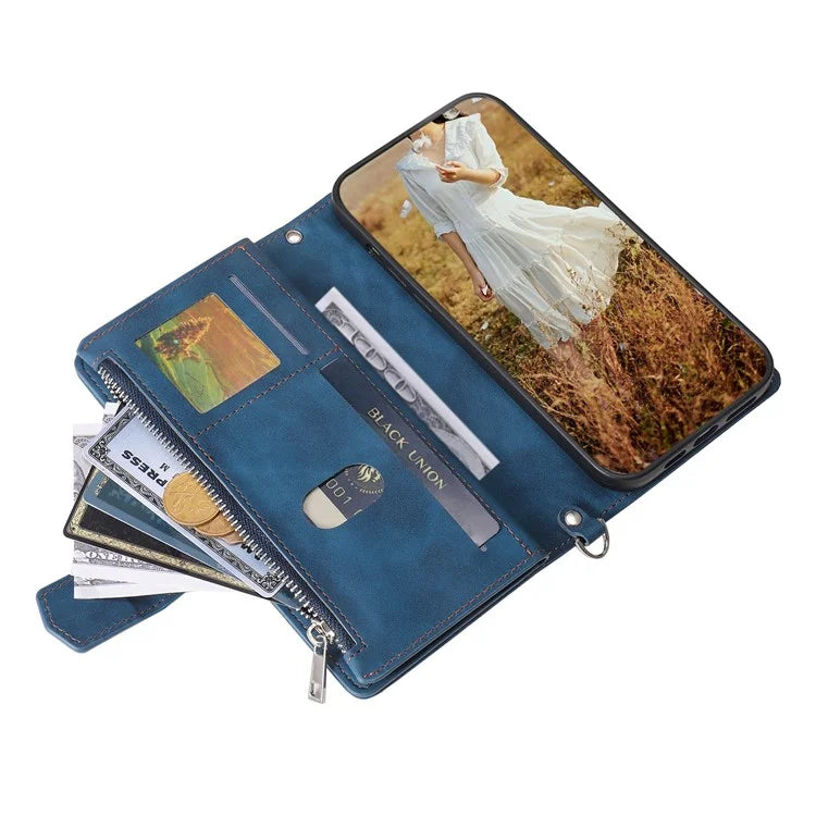 For Google Pixel 9 Pro Cell Phone Case Wallet Stand Cover with Rhombus Texture