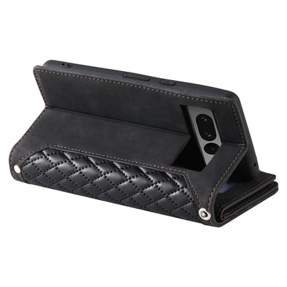 For Google Pixel 9 Pro Cell Phone Case Wallet Stand Cover with Rhombus Texture