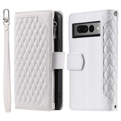 For Google Pixel 9 Pro Cell Phone Case Wallet Stand Cover with Rhombus Texture