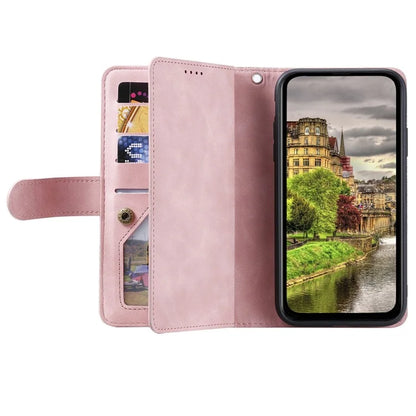 For Google Pixel 9 Pro Leather Case Zipper Pocket Phone Cover with 9 Card HolderRose Gold