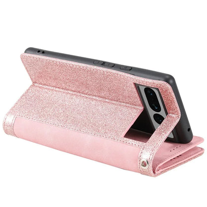 For Google Pixel 9 Pro Leather Case Zipper Pocket Phone Cover with 9 Card HolderRose Gold