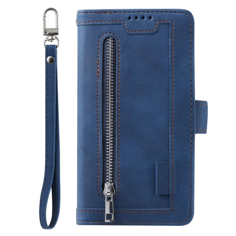 For Xiaomi Redmi Note 13 Pro 4G / Poco M6 Pro 4G Case Zipper Leather Cover with 9 Card Slots