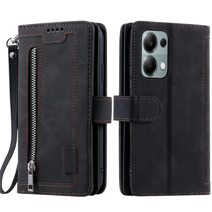 For Xiaomi Redmi Note 13 Pro 4G / Poco M6 Pro 4G Case Zipper Leather Cover with 9 Card Slots
