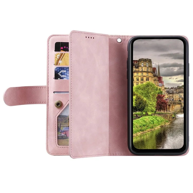 For Xiaomi Redmi Note 13 Pro 4G / Poco M6 Pro 4G Case Zipper Leather Cover with 9 Card Slots