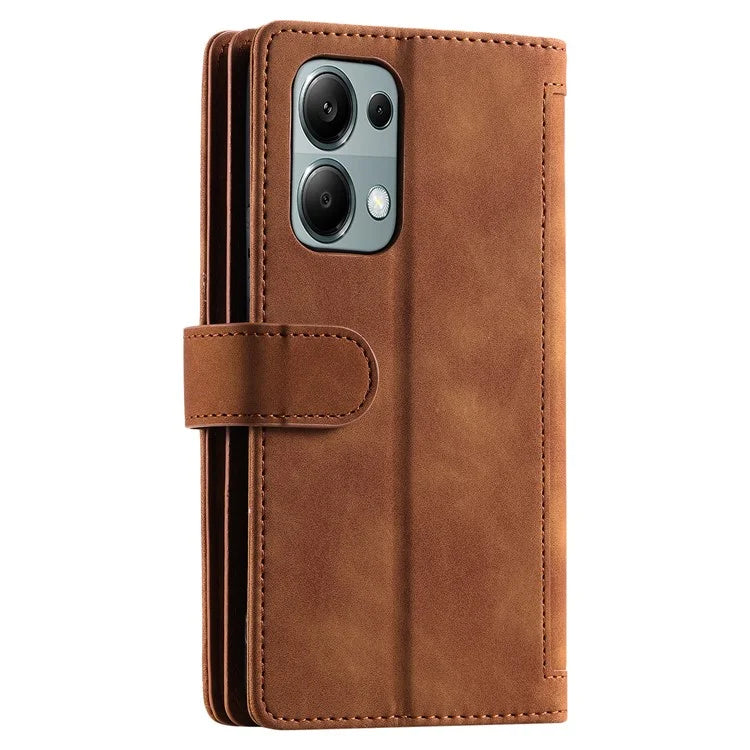 For Xiaomi Redmi Note 13 Pro 4G / Poco M6 Pro 4G Case Zipper Leather Cover with 9 Card Slots