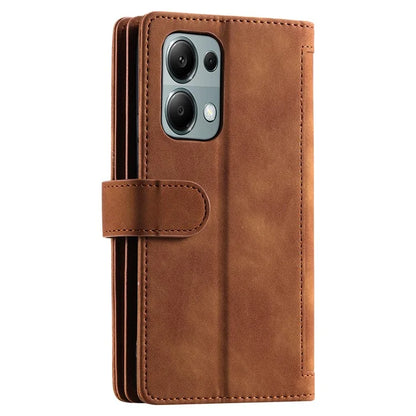 For Xiaomi Redmi Note 13 Pro 4G / Poco M6 Pro 4G Case Zipper Leather Cover with 9 Card Slots