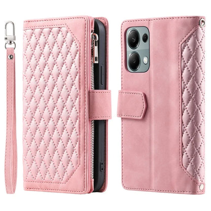For Xiaomi Redmi Note 13 Pro 4G / Poco M6 Pro 4G Case Zipper Pocket Leather Phone Cover with Wrist Strap