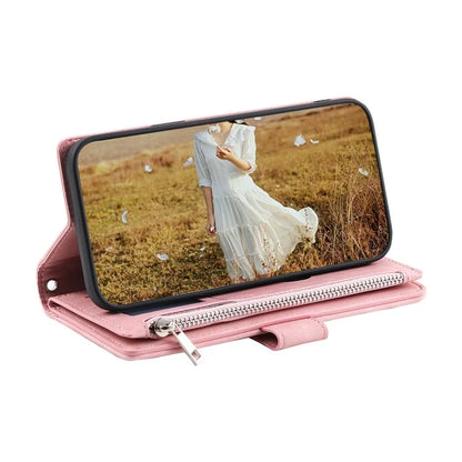 For Xiaomi Redmi Note 13 Pro 4G / Poco M6 Pro 4G Case Zipper Pocket Leather Phone Cover with Wrist Strap