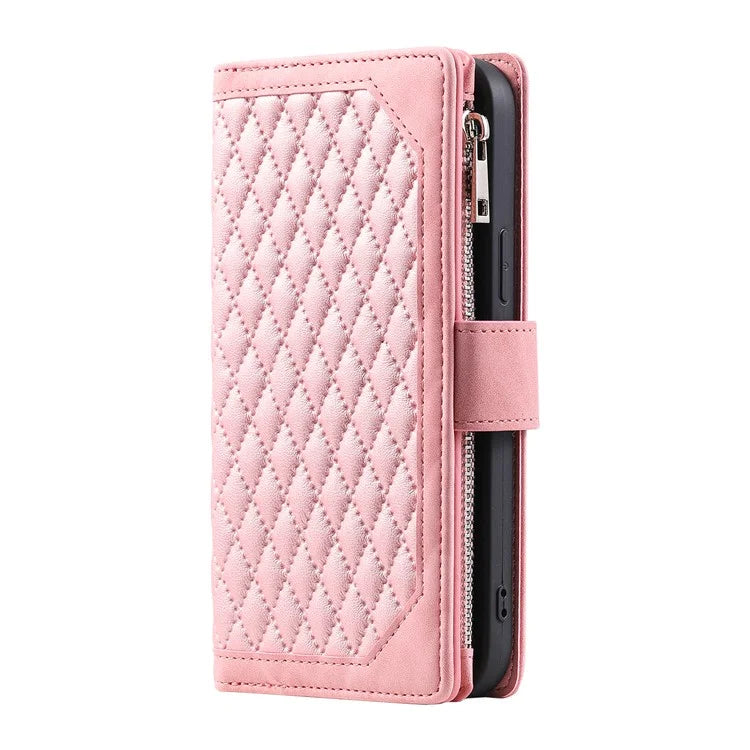 For Xiaomi Redmi Note 13 Pro 4G / Poco M6 Pro 4G Case Zipper Pocket Leather Phone Cover with Wrist Strap