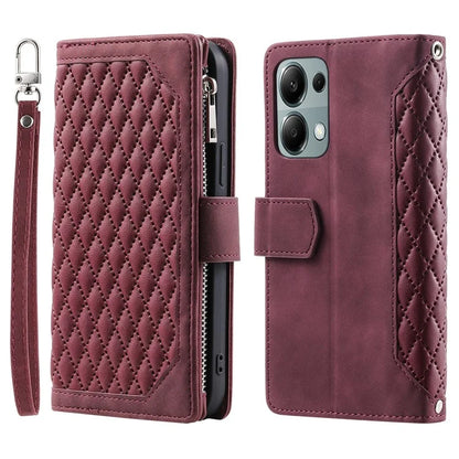 For Xiaomi Redmi Note 13 Pro 4G / Poco M6 Pro 4G Case Zipper Pocket Leather Phone Cover with Wrist Strap