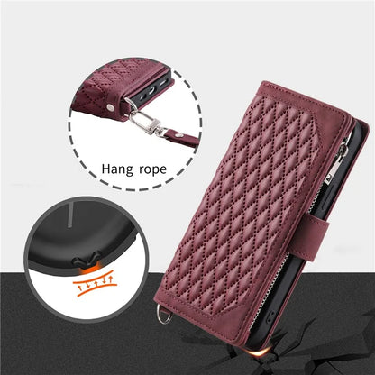 For Xiaomi Redmi Note 13 Pro 4G / Poco M6 Pro 4G Case Zipper Pocket Leather Phone Cover with Wrist Strap