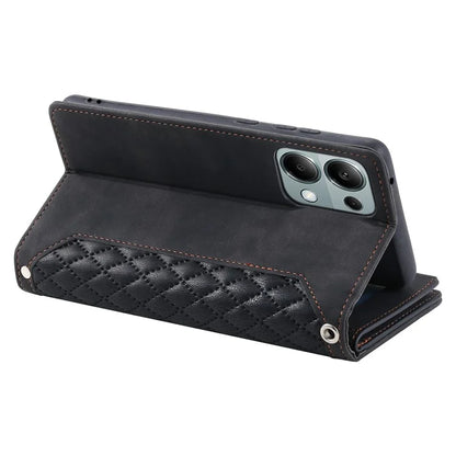 For Xiaomi Redmi Note 13 Pro 4G / Poco M6 Pro 4G Case Zipper Pocket Leather Phone Cover with Wrist Strap