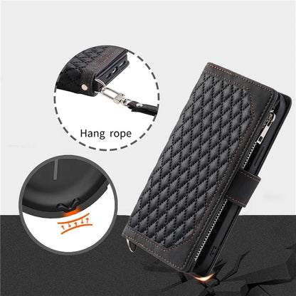 For Xiaomi Redmi Note 13 Pro 4G / Poco M6 Pro 4G Case Zipper Pocket Leather Phone Cover with Wrist Strap
