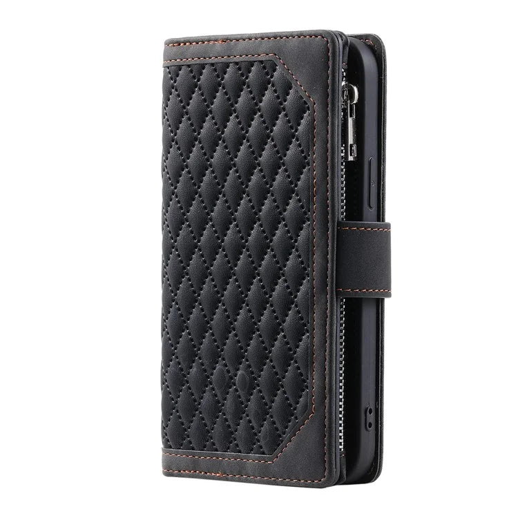 For Xiaomi Redmi Note 13 Pro 4G / Poco M6 Pro 4G Case Zipper Pocket Leather Phone Cover with Wrist Strap