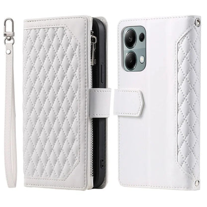 For Xiaomi Redmi Note 13 Pro 4G / Poco M6 Pro 4G Case Zipper Pocket Leather Phone Cover with Wrist Strap