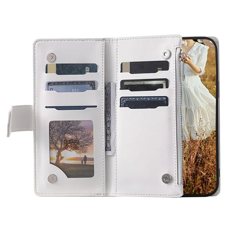 For Xiaomi Redmi Note 13 Pro 4G / Poco M6 Pro 4G Case Zipper Pocket Leather Phone Cover with Wrist Strap