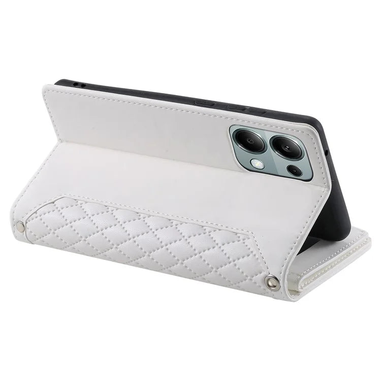 For Xiaomi Redmi Note 13 Pro 4G / Poco M6 Pro 4G Case Zipper Pocket Leather Phone Cover with Wrist Strap