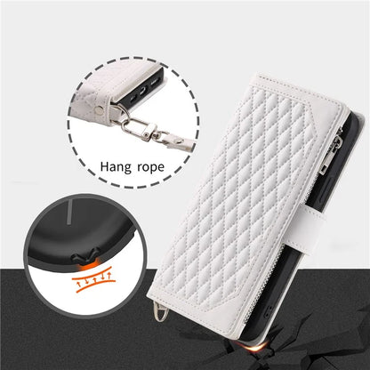 For Xiaomi Redmi Note 13 Pro 4G / Poco M6 Pro 4G Case Zipper Pocket Leather Phone Cover with Wrist Strap