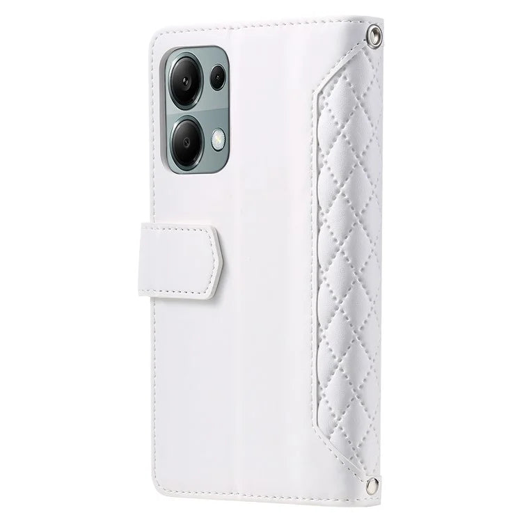 For Xiaomi Redmi Note 13 Pro 4G / Poco M6 Pro 4G Case Zipper Pocket Leather Phone Cover with Wrist Strap