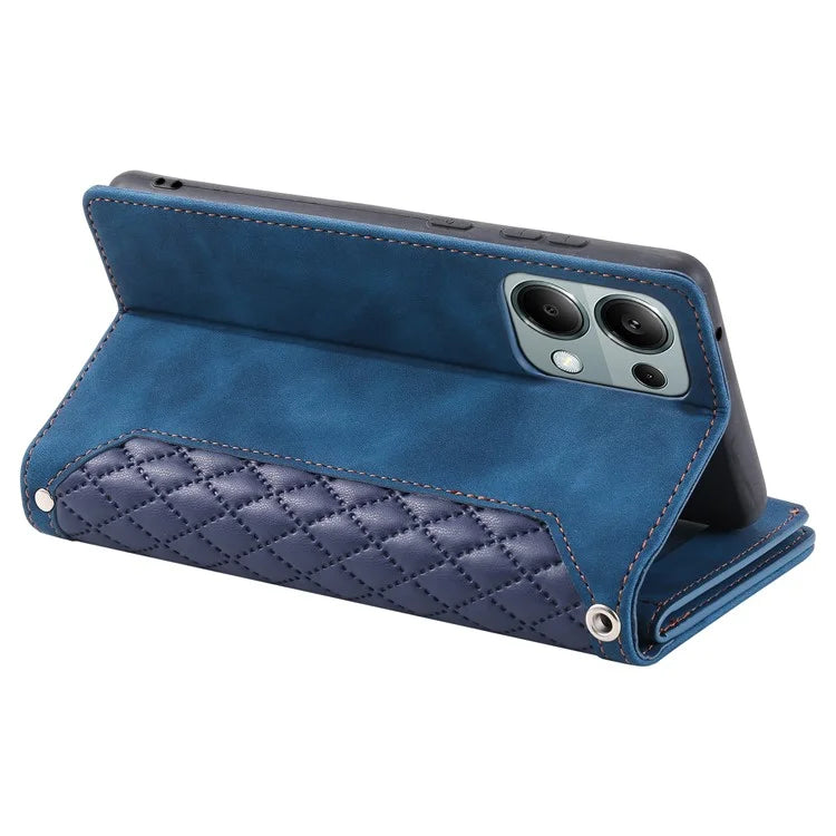 For Xiaomi Redmi Note 13 Pro 4G / Poco M6 Pro 4G Case Zipper Pocket Leather Phone Cover with Wrist Strap