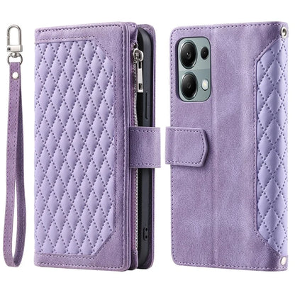 For Xiaomi Redmi Note 13 Pro 4G / Poco M6 Pro 4G Case Zipper Pocket Leather Phone Cover with Wrist Strap