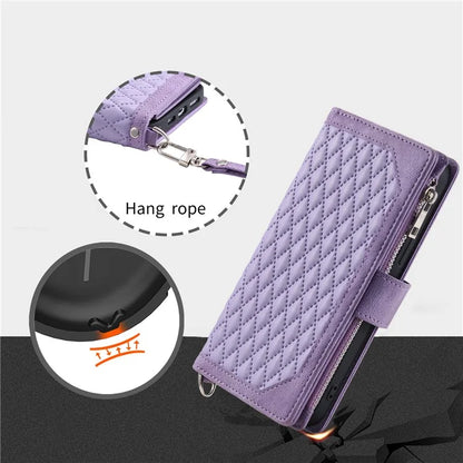 For Xiaomi Redmi Note 13 Pro 4G / Poco M6 Pro 4G Case Zipper Pocket Leather Phone Cover with Wrist Strap