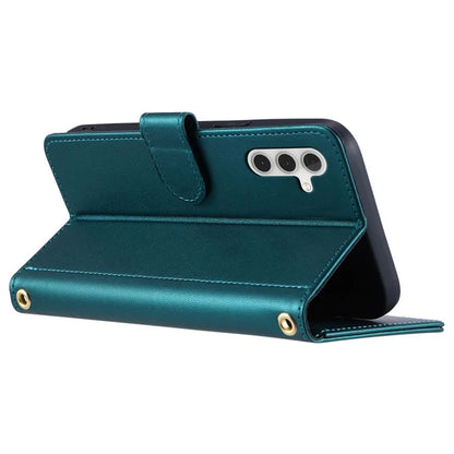 For Samsung Galaxy S24 Crossbody Case PU Leather Phone Stand Cover with Hand Strap