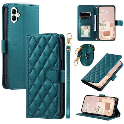 For Samsung Galaxy A05 4G Case Rhombus Grid Anti-scratch Phone Cover with 2 Straps