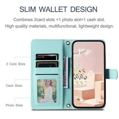 For Samsung Galaxy S24+ Case Magnetic Crossbody Phone Wallet Cover with 2 Straps