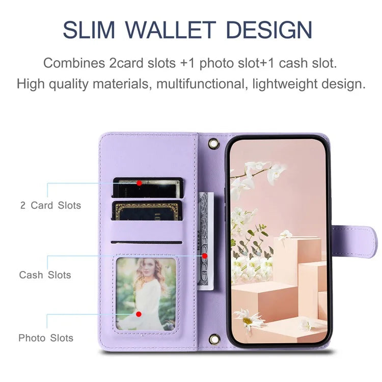 For Samsung Galaxy S24+ Case Magnetic Crossbody Phone Wallet Cover with 2 Straps
