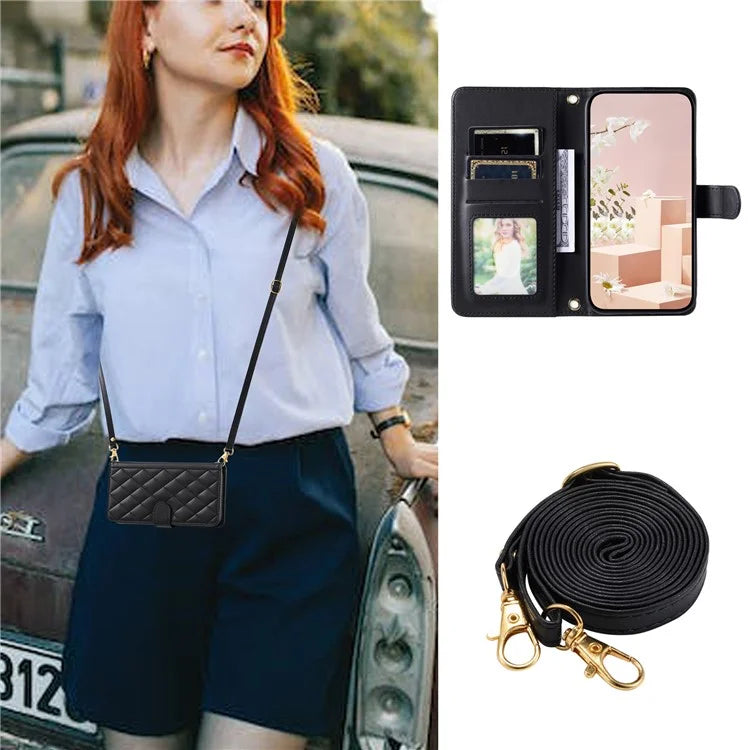 For Samsung Galaxy S24+ Case Magnetic Crossbody Phone Wallet Cover with 2 Straps