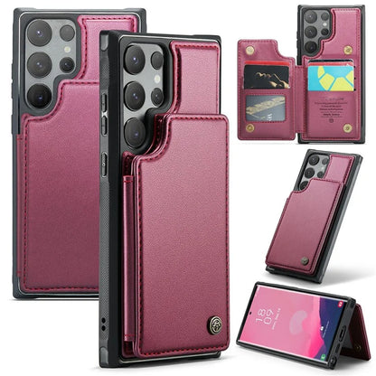 CASEME C22 Series For Samsung Galaxy S24 Ultra Cell Phone Case Glossy RFID Blocking 5 Card Slots Cover