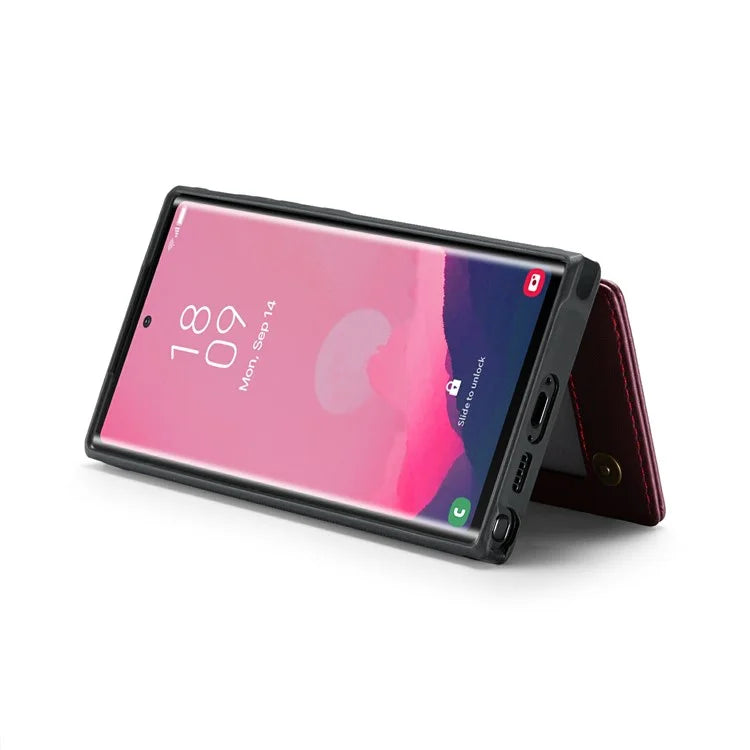 CASEME C22 Series For Samsung Galaxy S24 Ultra Cell Phone Case Glossy RFID Blocking 5 Card Slots Cover