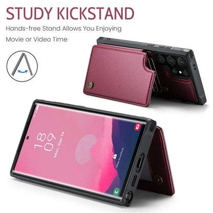 CASEME C22 Series For Samsung Galaxy S24 Ultra Cell Phone Case Glossy RFID Blocking 5 Card Slots Cover