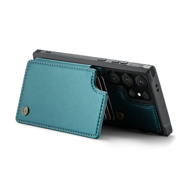 CASEME C22 Series For Samsung Galaxy S24 Ultra Cell Phone Case Glossy RFID Blocking 5 Card Slots Cover