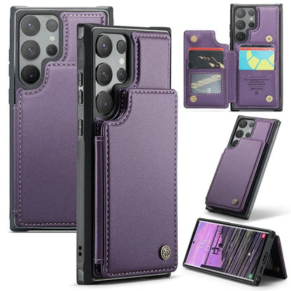 CASEME C22 Series For Samsung Galaxy S24 Ultra Cell Phone Case Glossy RFID Blocking 5 Card Slots Cover
