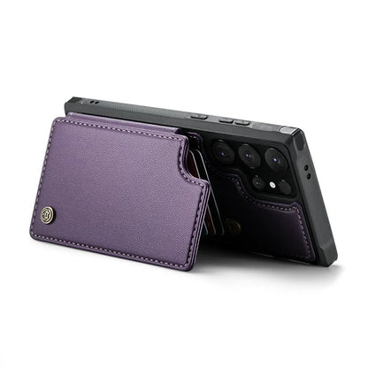 CASEME C22 Series For Samsung Galaxy S24 Ultra Cell Phone Case Glossy RFID Blocking 5 Card Slots Cover