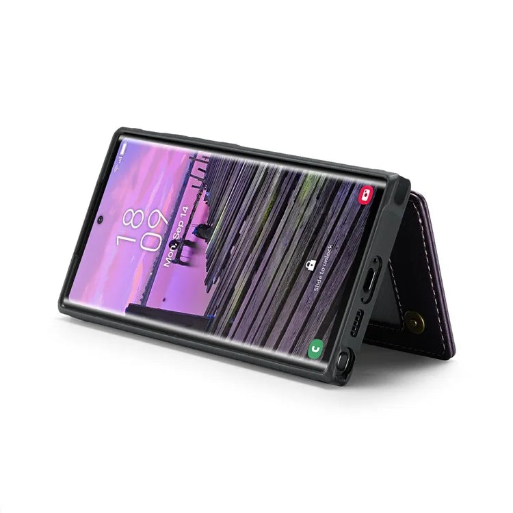 CASEME C22 Series For Samsung Galaxy S24 Ultra Cell Phone Case Glossy RFID Blocking 5 Card Slots Cover