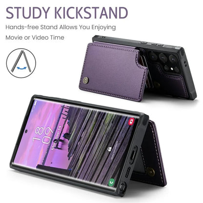 CASEME C22 Series For Samsung Galaxy S24 Ultra Cell Phone Case Glossy RFID Blocking 5 Card Slots Cover